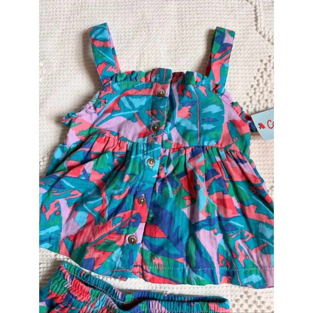 NWT Cat‎ & Jack 2T Tropical Ruffle Tank Set